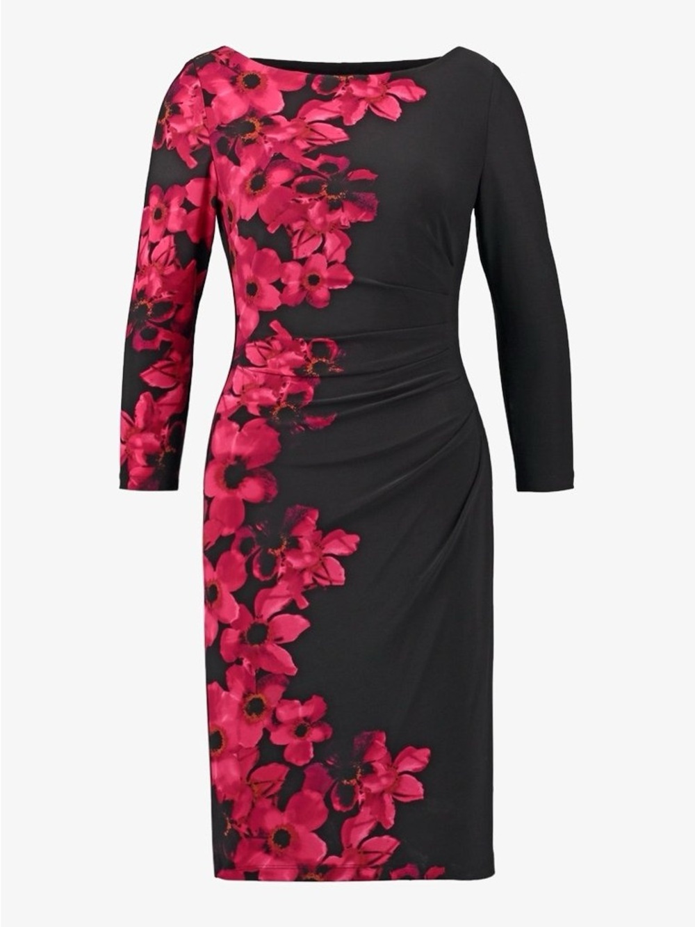 NWT Lauren Ralph Lauren Black Dress with Red Floral Print